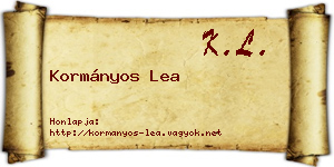 Kormányos Lea névjegykártya